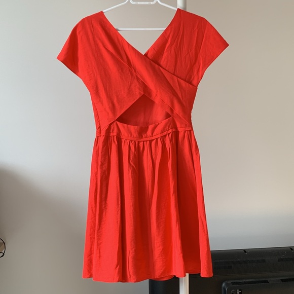 Armani Exchange cross back flare orange short sleeve dress - Picture 5 of 6